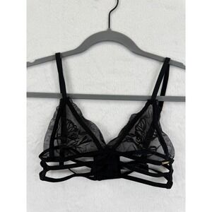 Bluebella Bra Size S Black Floral Lace Sheer Bralette Cage Strappy‎ Lingerie